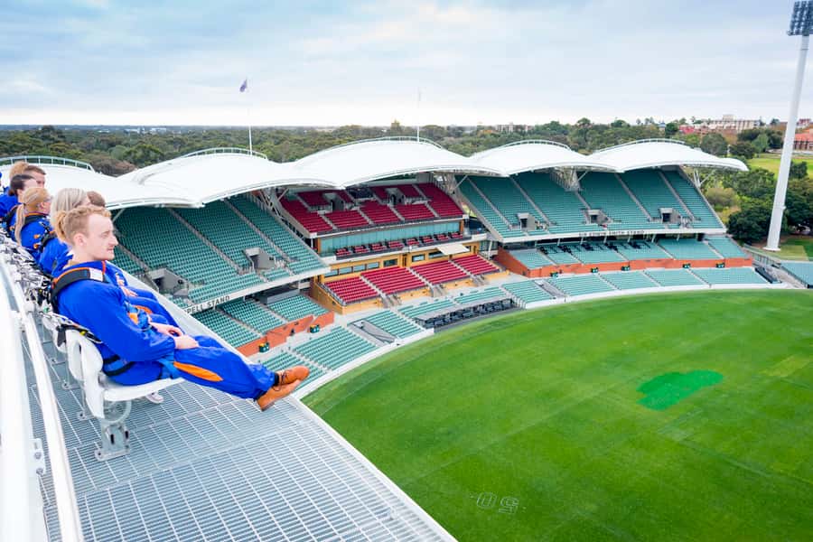 Adelaide: Rooftop Climbing Experience of the Adelaide Oval - Hitting the South Gate and getting geared up fast